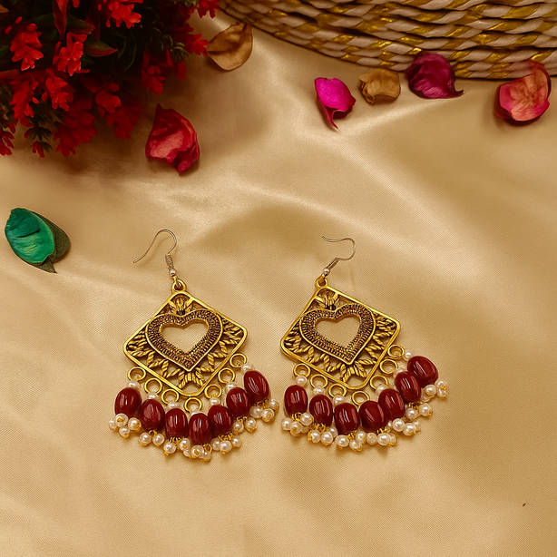 Ishq-e-Junoon Afghan Earrings – Handmade Golden Jewellery for Women