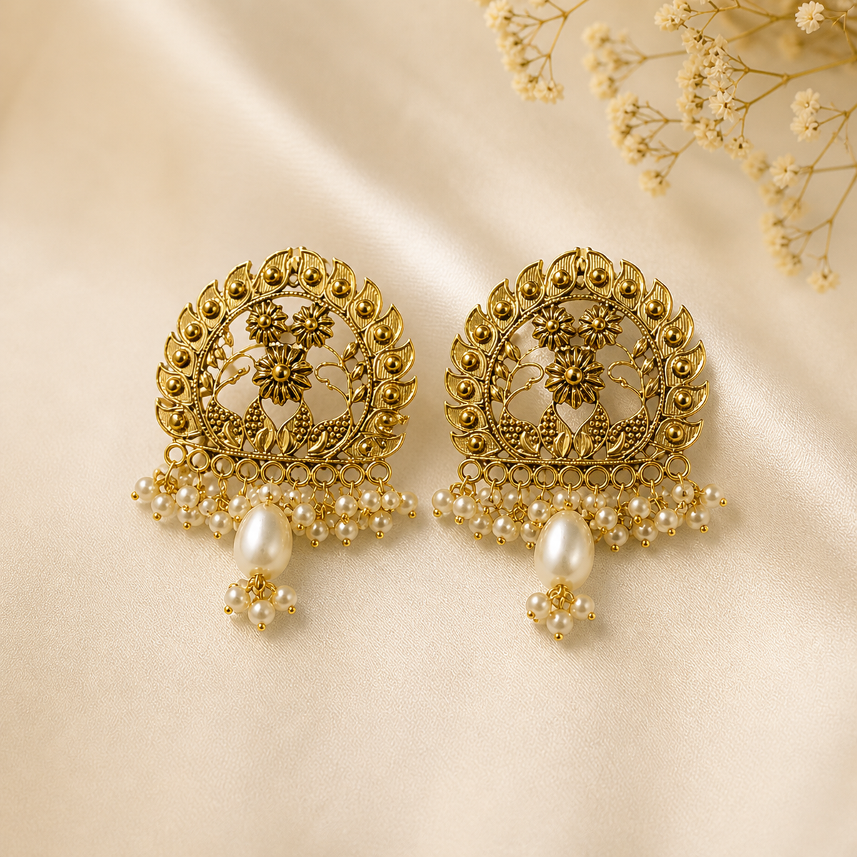 Jharoka Pearl Earrings