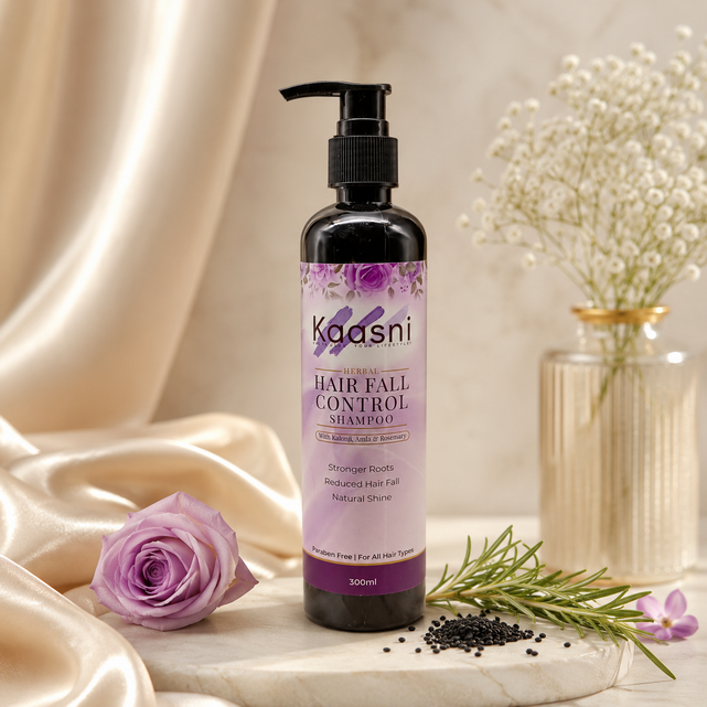 Kaasni Herbal Hair Fall Control Shampoo – With Kalonji, Amla & Rosemary | Stronger Roots & Natural Shine | 300ml