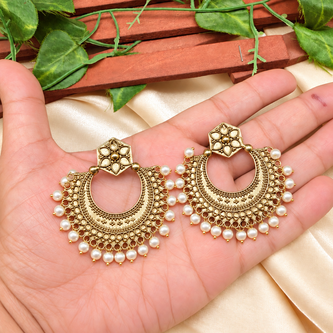 Mahtaab Antique Earrings with Pearls