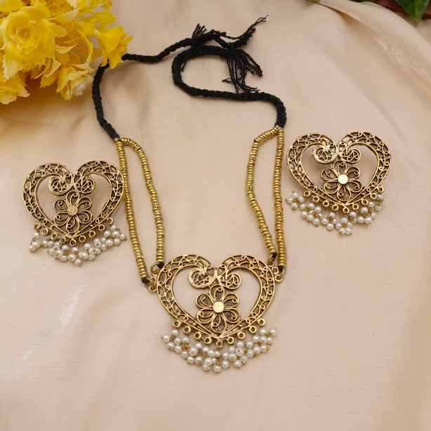 New Antique Golden Heart Jewellery Set