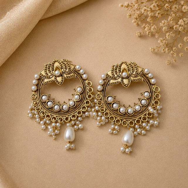 Roop Antique Pearl Earrings