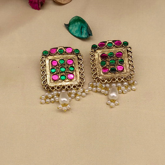 Vintage Rubix Pearl Earrings