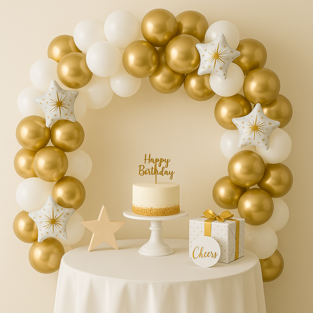 White & Gold Balloon Arch Kit – 100PCS