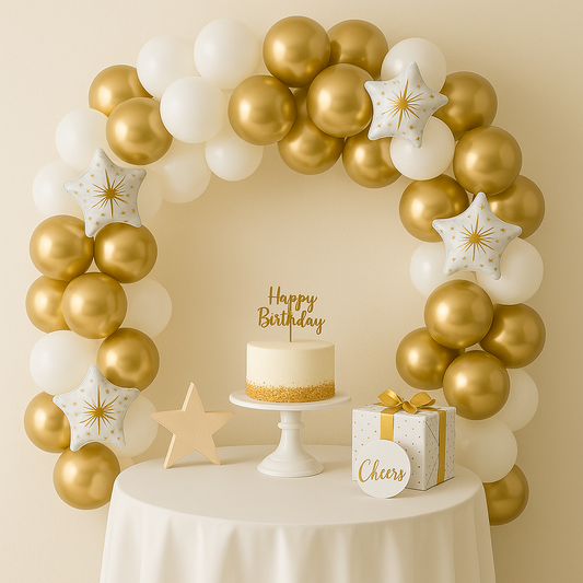 White & Gold Balloon Arch Kit – 100PCS