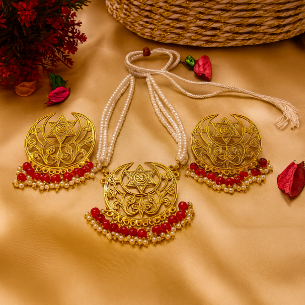 Handmade Chand Set – Traditional Moon-Style Afghan Jewellery | Necklace & Earrings for Women