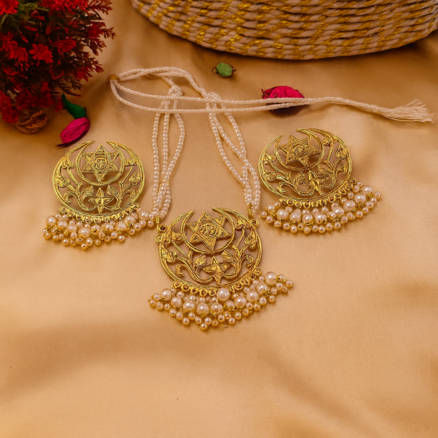 Handmade Chand Set – Traditional Moon-Style Afghan Jewellery | Necklace & Earrings for Women