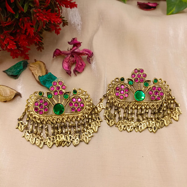 Classic 3-Phool Earrings - Handmade