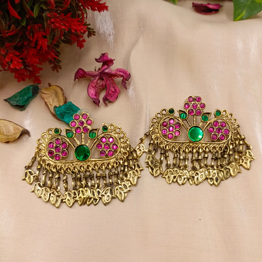 Classic 3-Phool Earrings - Handmade