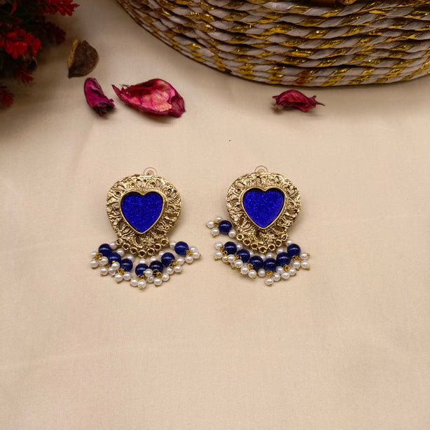 Dil-e-Nayab Earrings – Traditional Handmade Heart Earrings for Festive & Wedding Wear