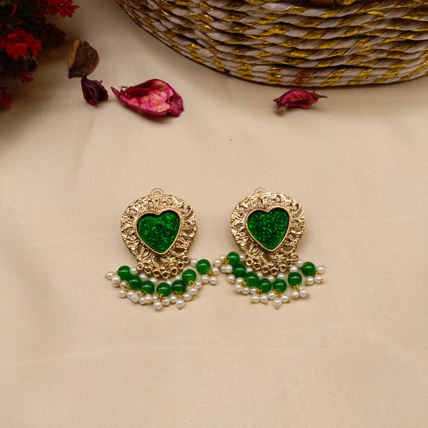 Dil-e-Nayab Earrings – Traditional Handmade Heart Earrings for Festive & Wedding Wear
