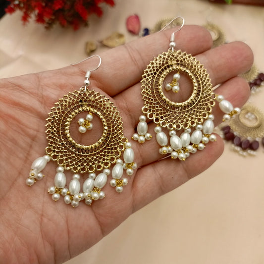 Round Filigree Earrings with Beads