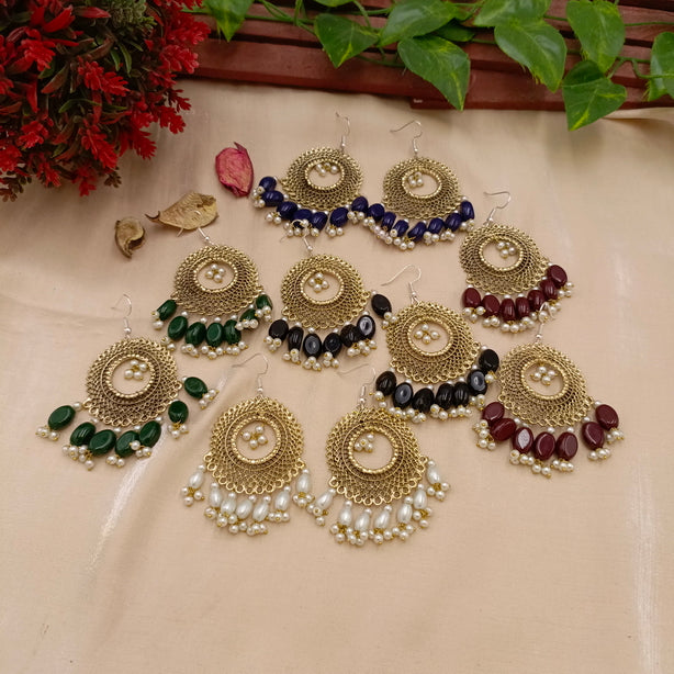 Round Filigree Earrings with Beads