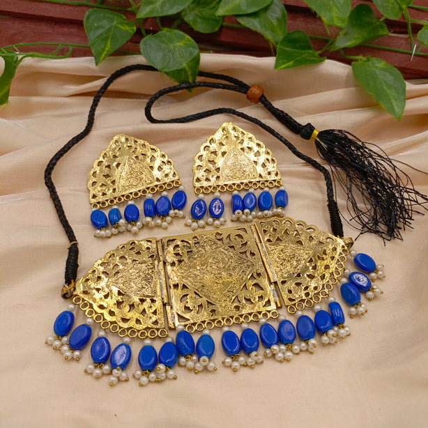 Golden Choker Set with Beads