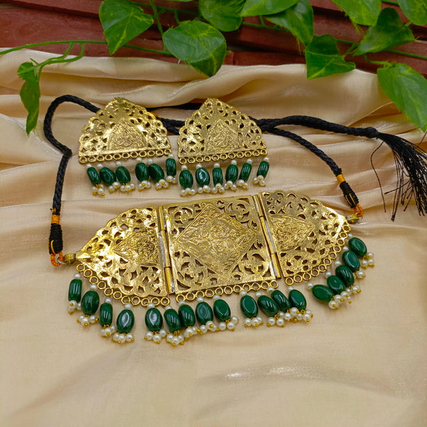 Golden Choker Set with Beads