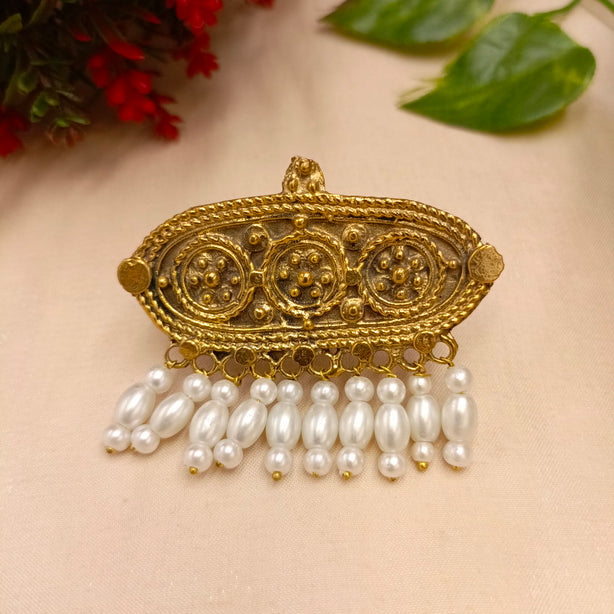 Golden 3-Phool Ring - Adjustable