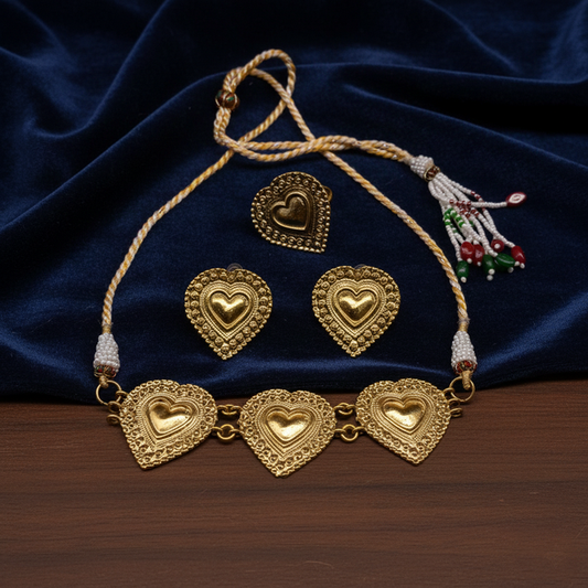Golden Triple-heart set with Indian Dori