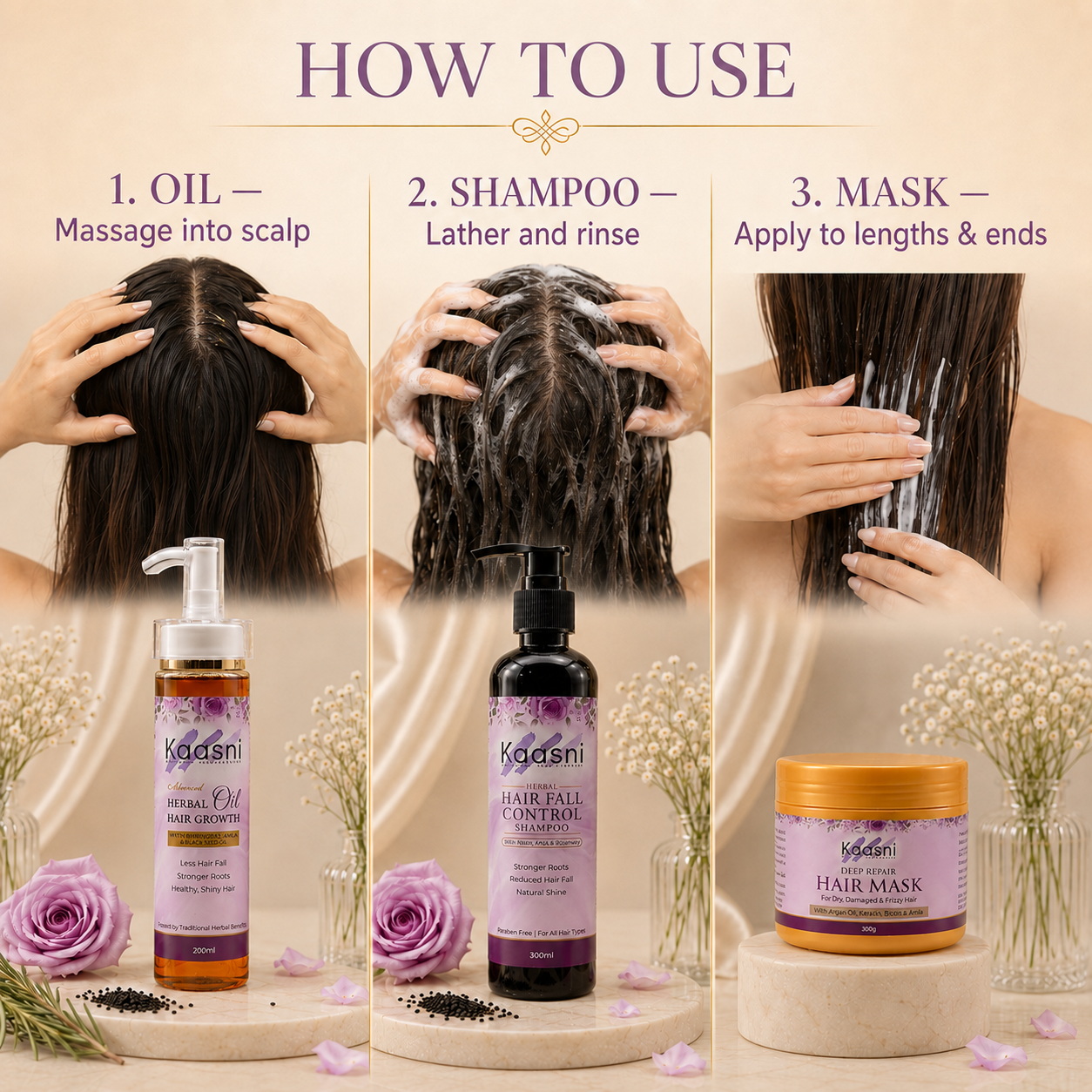 3-Step Hair Repair Bundle – Oil, Shampoo & Mask