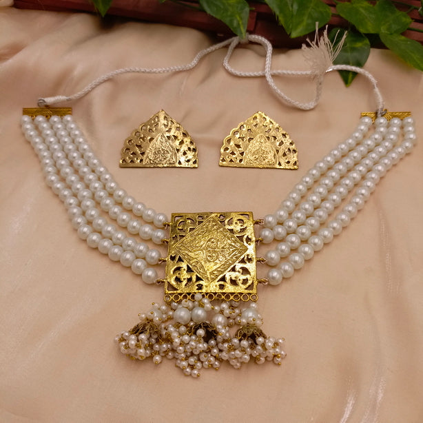 Antique Square Pearl Choker Set