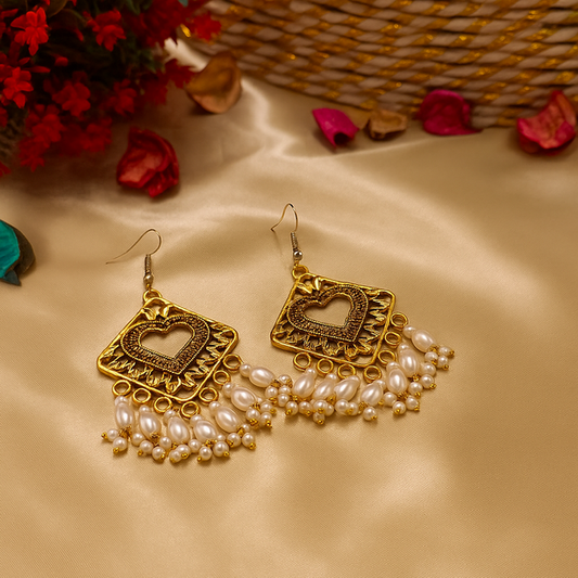 Ishq-e-Junoon Afghan Earrings – Handmade Golden Jewellery for Women