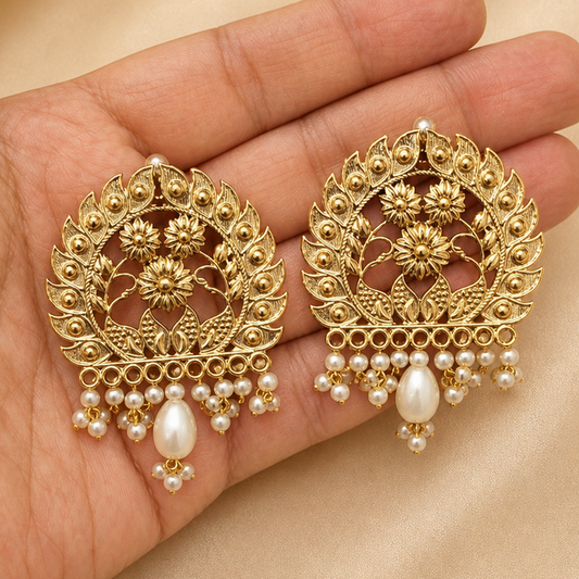 Jharoka Pearl Earrings