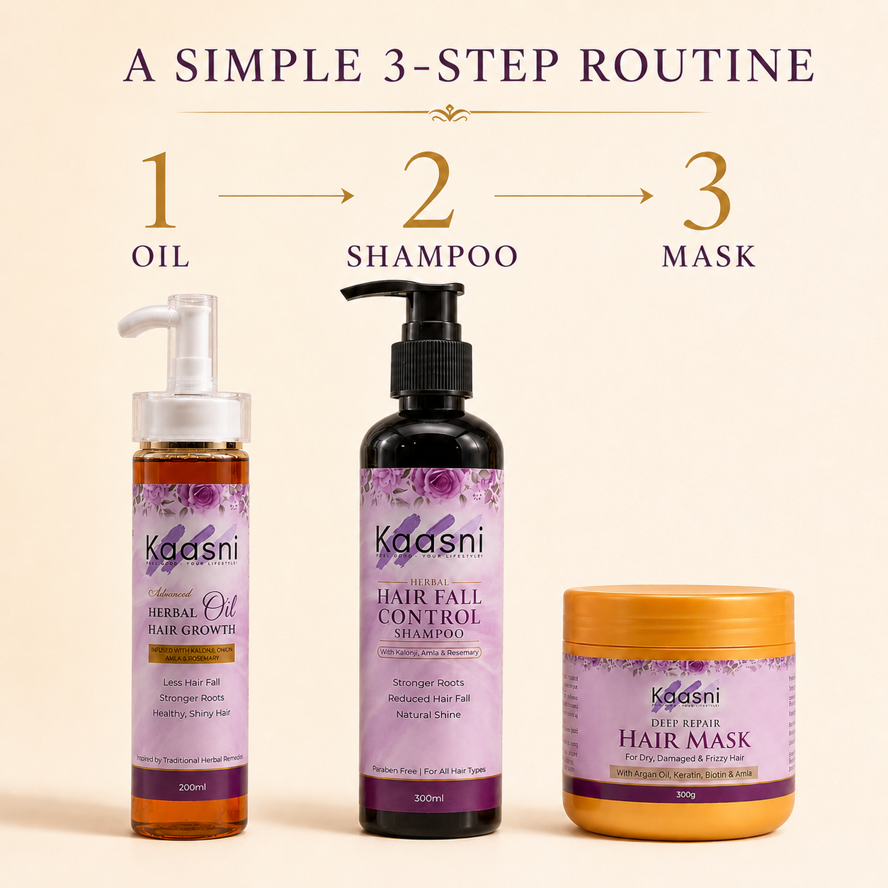 3-Step Hair Repair Bundle – Oil, Shampoo & Mask