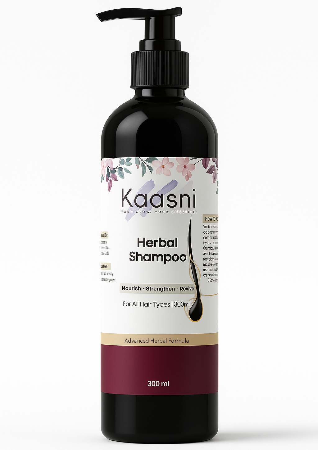 Kaasni Herbal Shampoo 300ml – Nourishing & Strengthening Shampoo for Soft, Healthy Hair | Anti-Dandruff, Gentle Cleansing