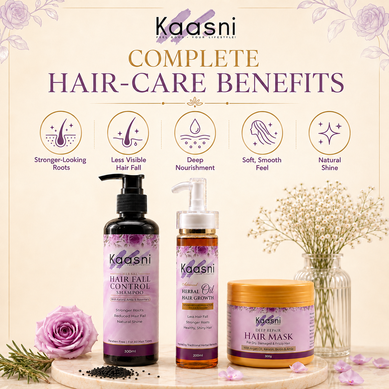 3-Step Hair Repair Bundle – Oil, Shampoo & Mask
