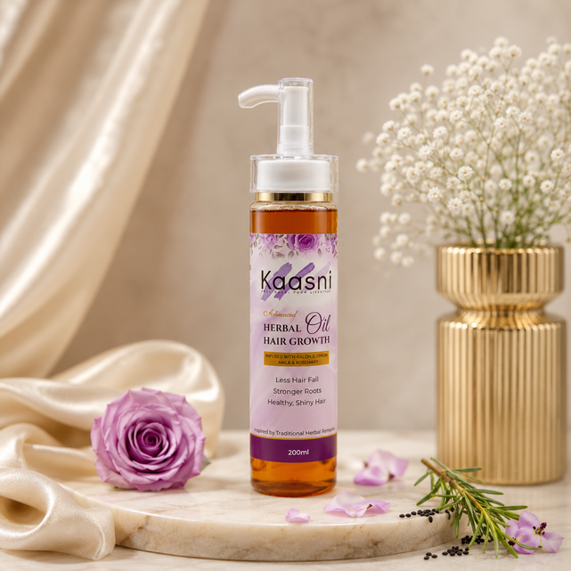 Kaasni Advanced Herbal Hair Growth Oil – With Kalonji, Onion, Amla & Rosemary | Stronger Roots & Healthy Shine | 200ml