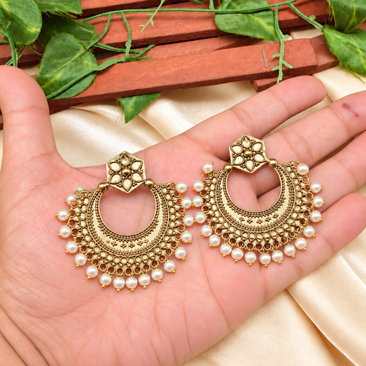 Mahtaab Antique Earrings with Pearls