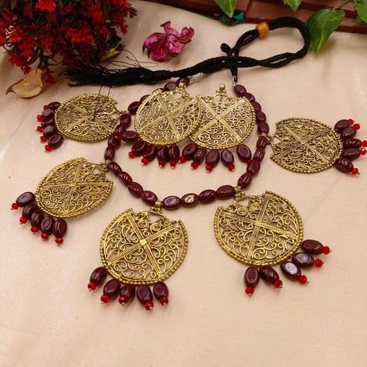Matt Golden Round Beads Set