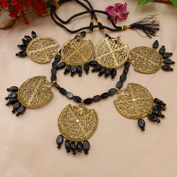 Matt Golden Round Beads Set