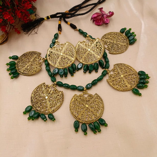 Matt Golden Round Beads Set