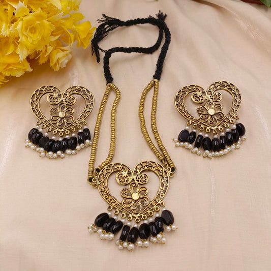 New Antique Golden Heart Jewellery Set