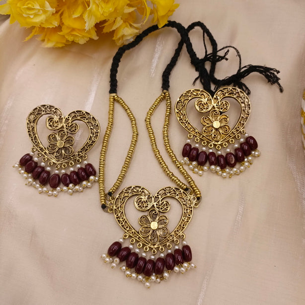 New Antique Golden Heart Jewellery Set