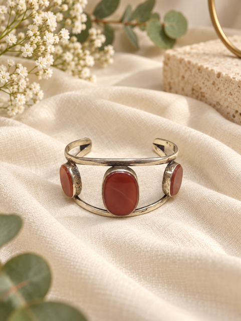 Nigar Silver-Toned Three-Stone Cuff