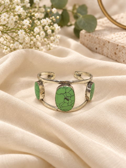 Nigar Silver-Toned Three-Stone Cuff