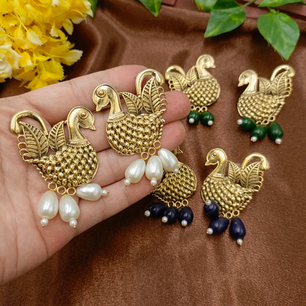 Pearl Swan Earrings - Kaasni Afghan Jewellery