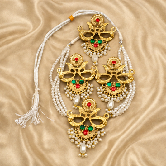 Shahnoor Set – Handmade Pearl & Stone Afghan Jewellery