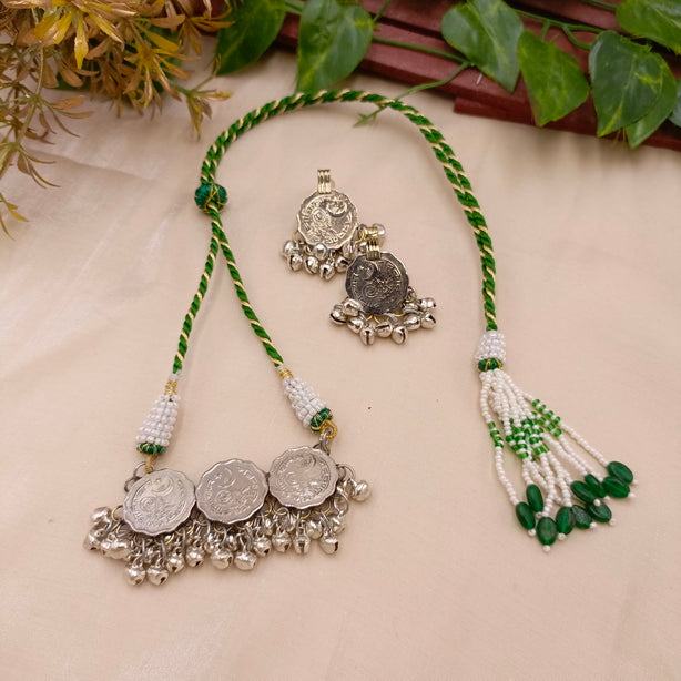 Vintage Triple-Coin Set with Indian Dori - Handmade