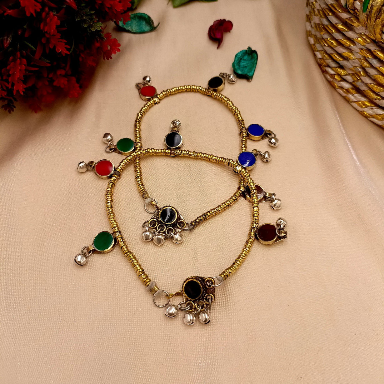 Handmade Afghan Six-Stone Anklets