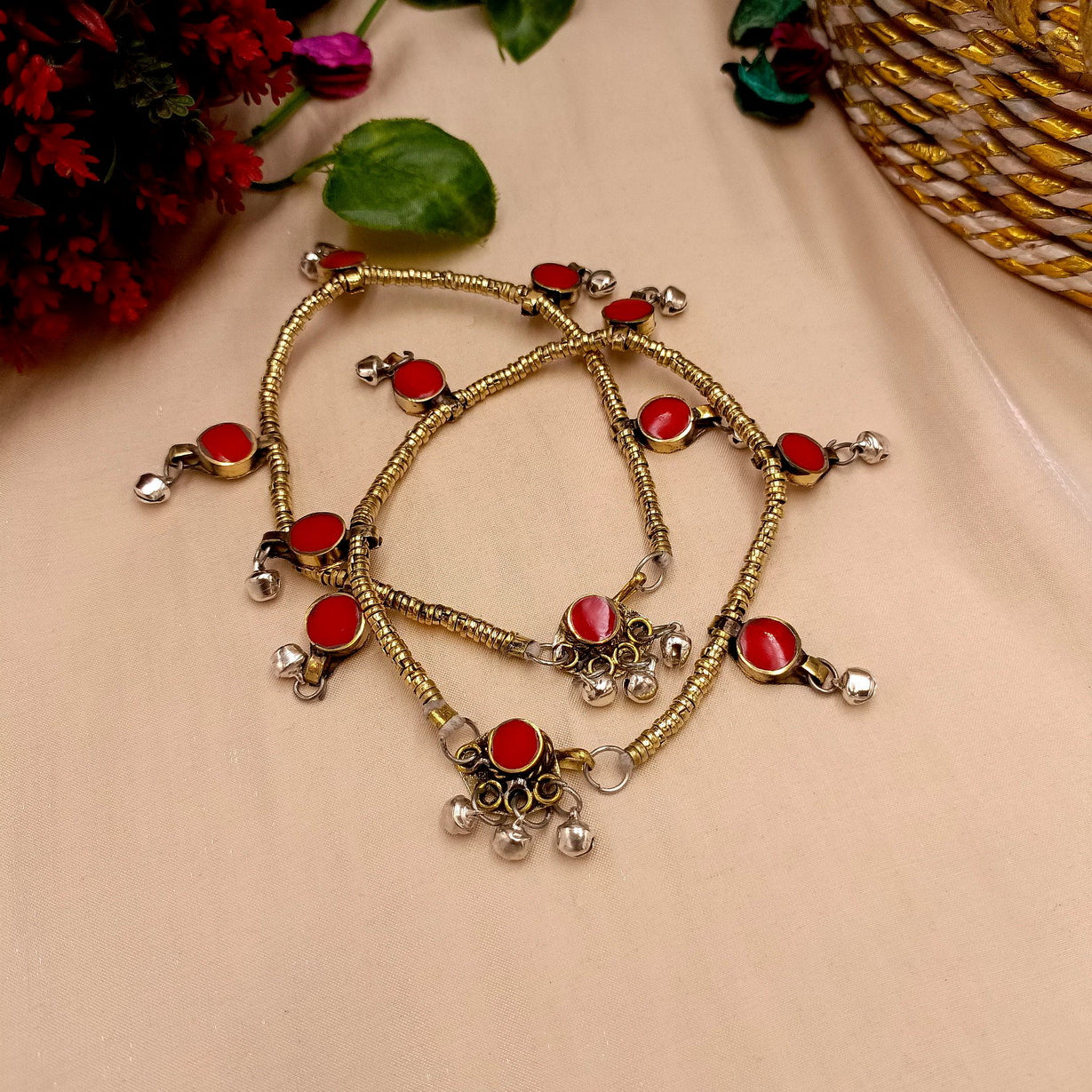 Handmade Afghan Six-Stone Anklets