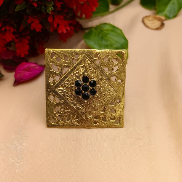 Antique Square Ring with Stones - Adjustable