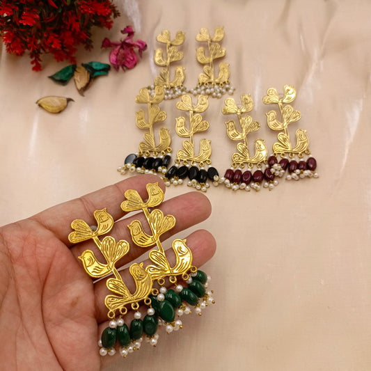 Triple-Bird Earrings - Handmade