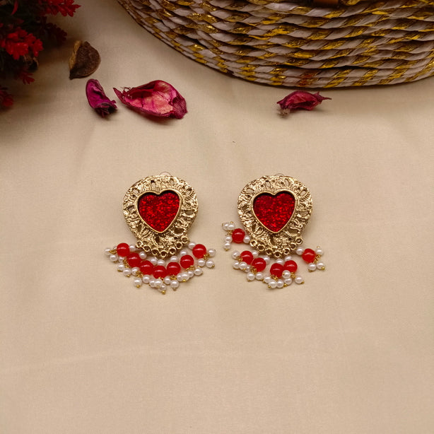 Dil-e-Nayab Earrings – Traditional Handmade Heart Earrings for Festive & Wedding Wear