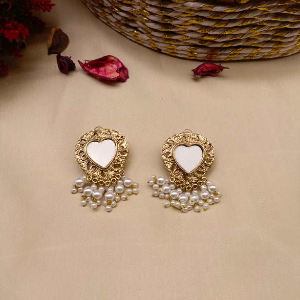Dil-e-Nayab Earrings – Traditional Handmade Heart Earrings for Festive & Wedding Wear
