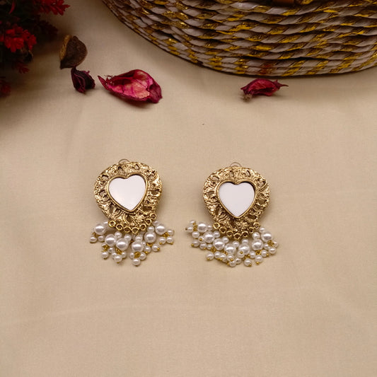 Dil-e-Nayab Earrings – Traditional Handmade Heart Earrings for Festive & Wedding Wear