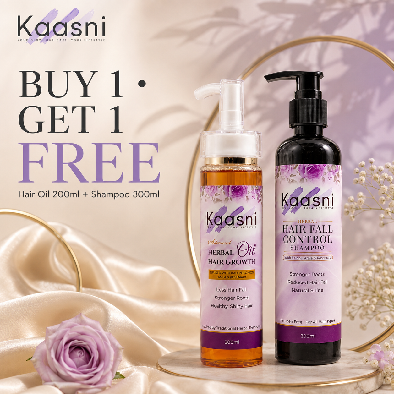 Buy Hair Oil 200ml, Get Shampoo FREE 300ml