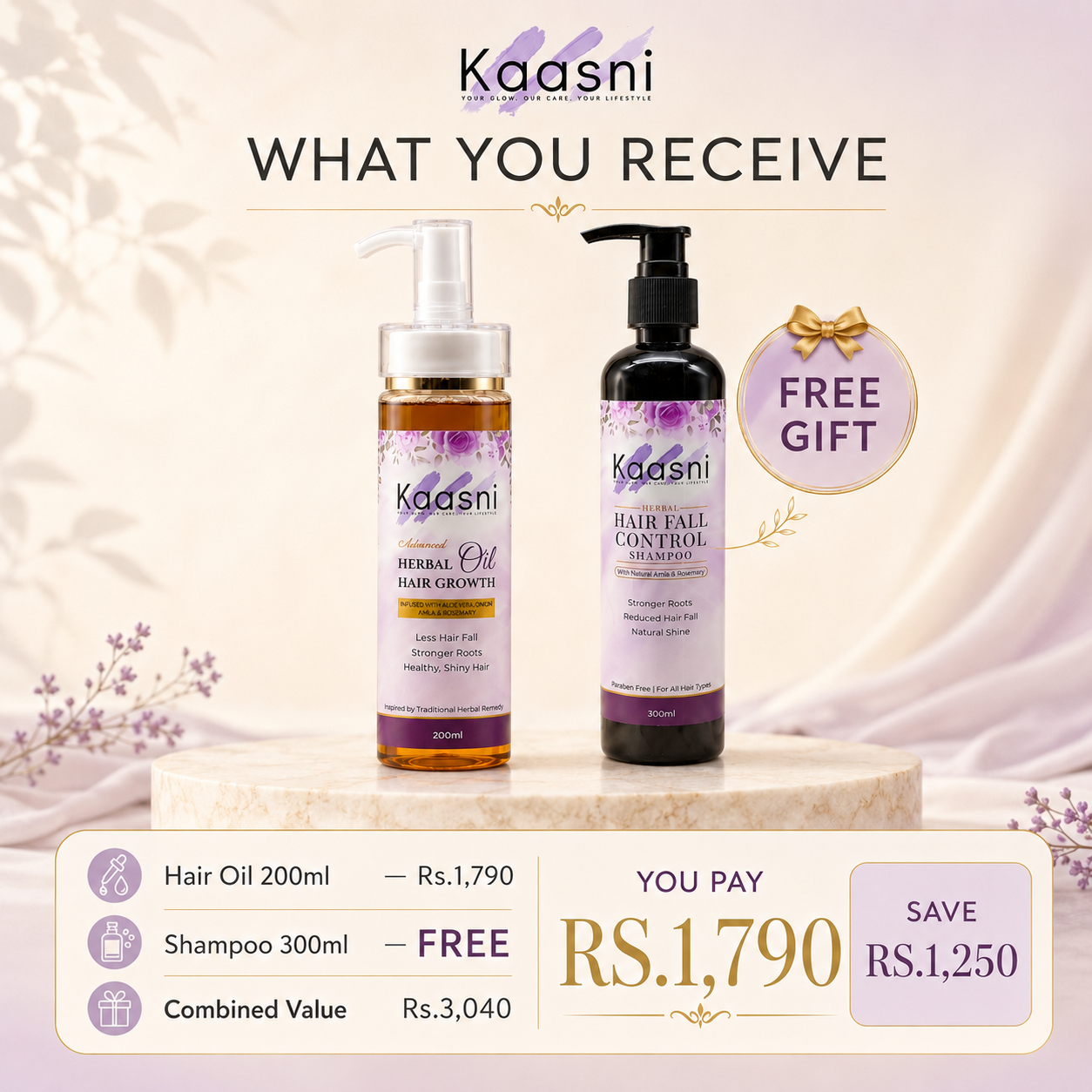Buy Hair Oil 200ml, Get Shampoo FREE 300ml