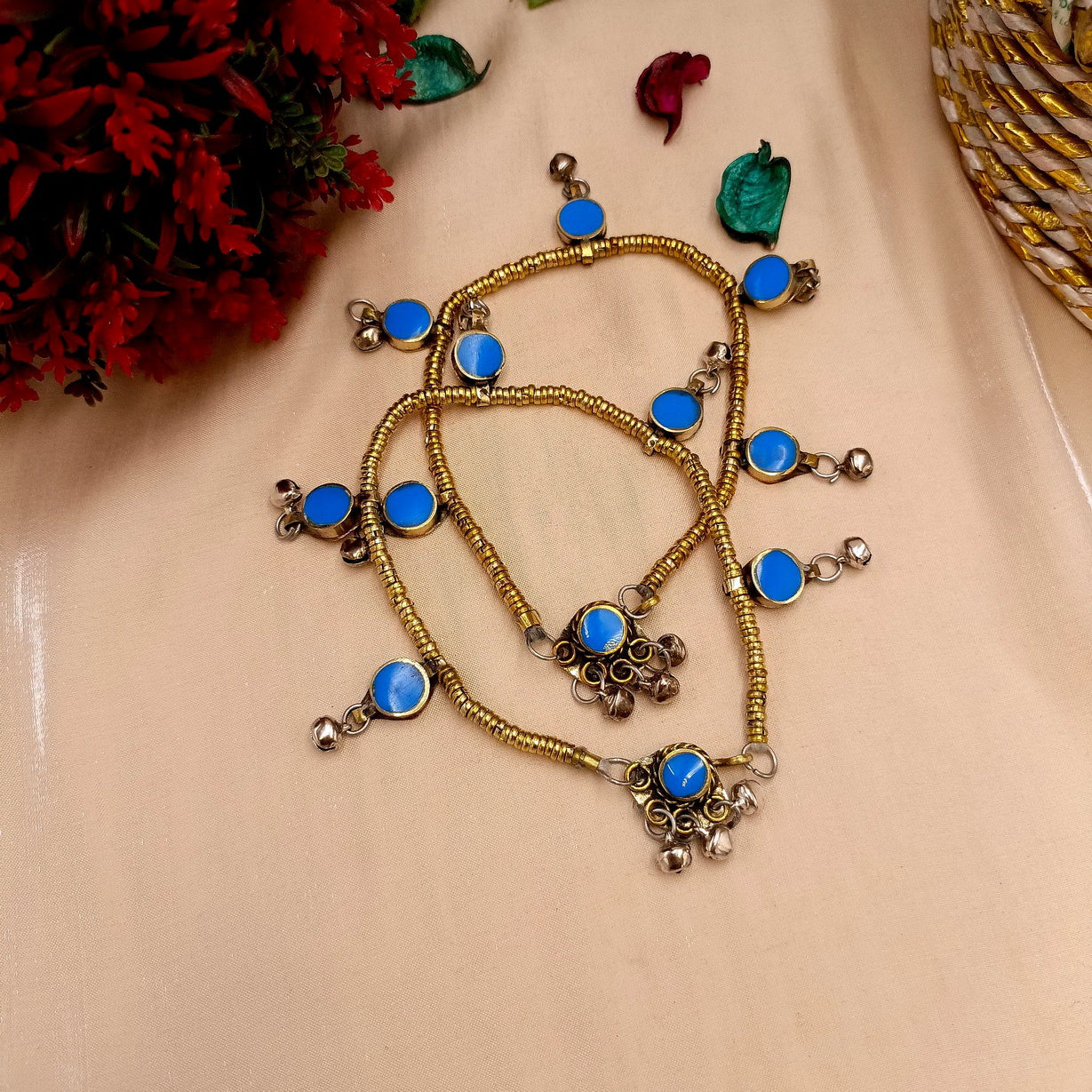 Handmade Afghan Six-Stone Anklets